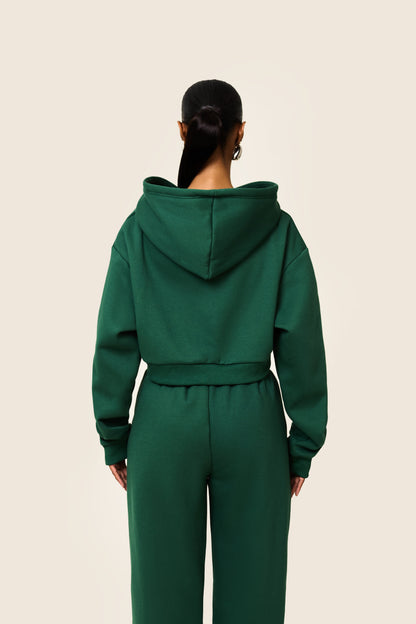 The Essentials Cropped Jacket in Forest Green