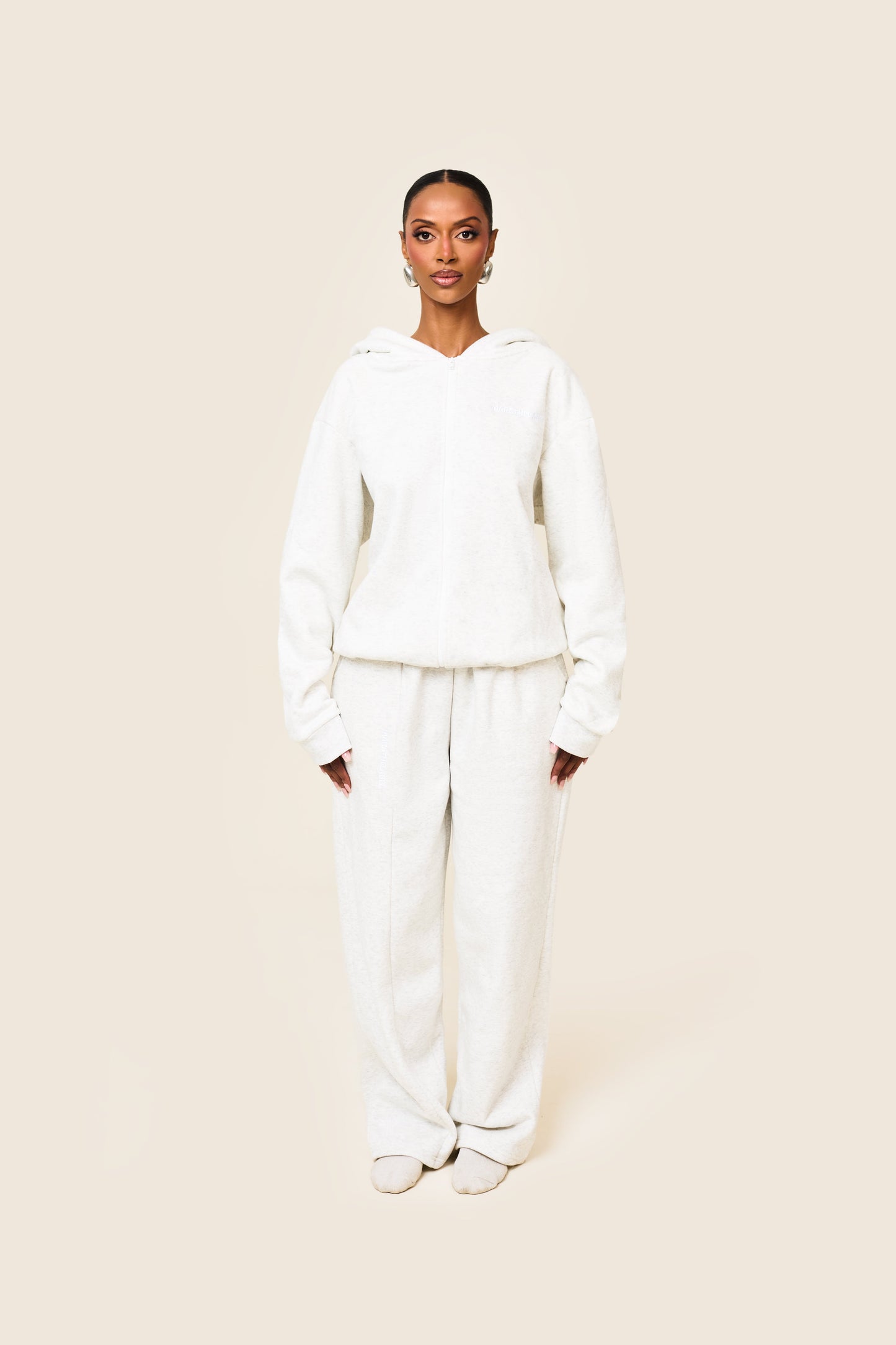 The Essentials Long Zip Jacket in Marl Grey