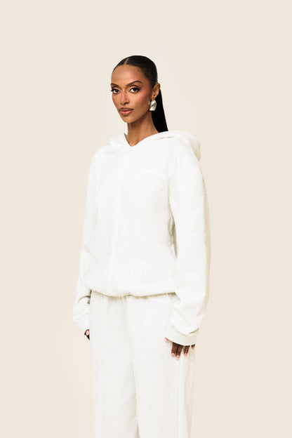 The Essentials Long Zip Jacket in Marl Grey