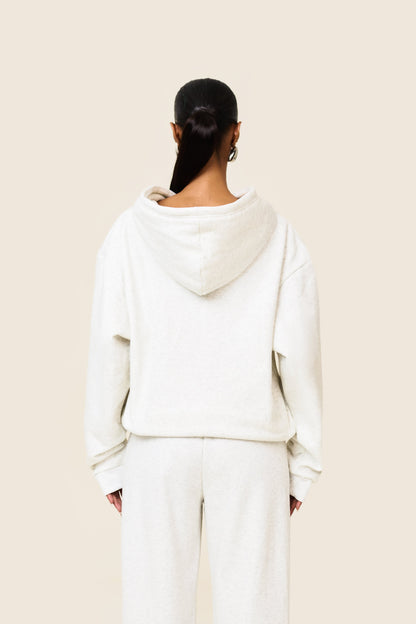 The Essentials Long Zip Jacket in Marl Grey