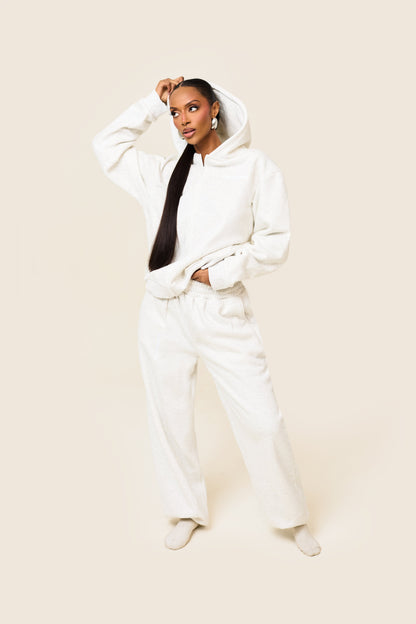 The Essentials Long Zip Jacket in Marl Grey