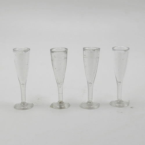 Fluted Champagne Glasses - Set of 4 - 1/12 Scale Dollhouse Miniature