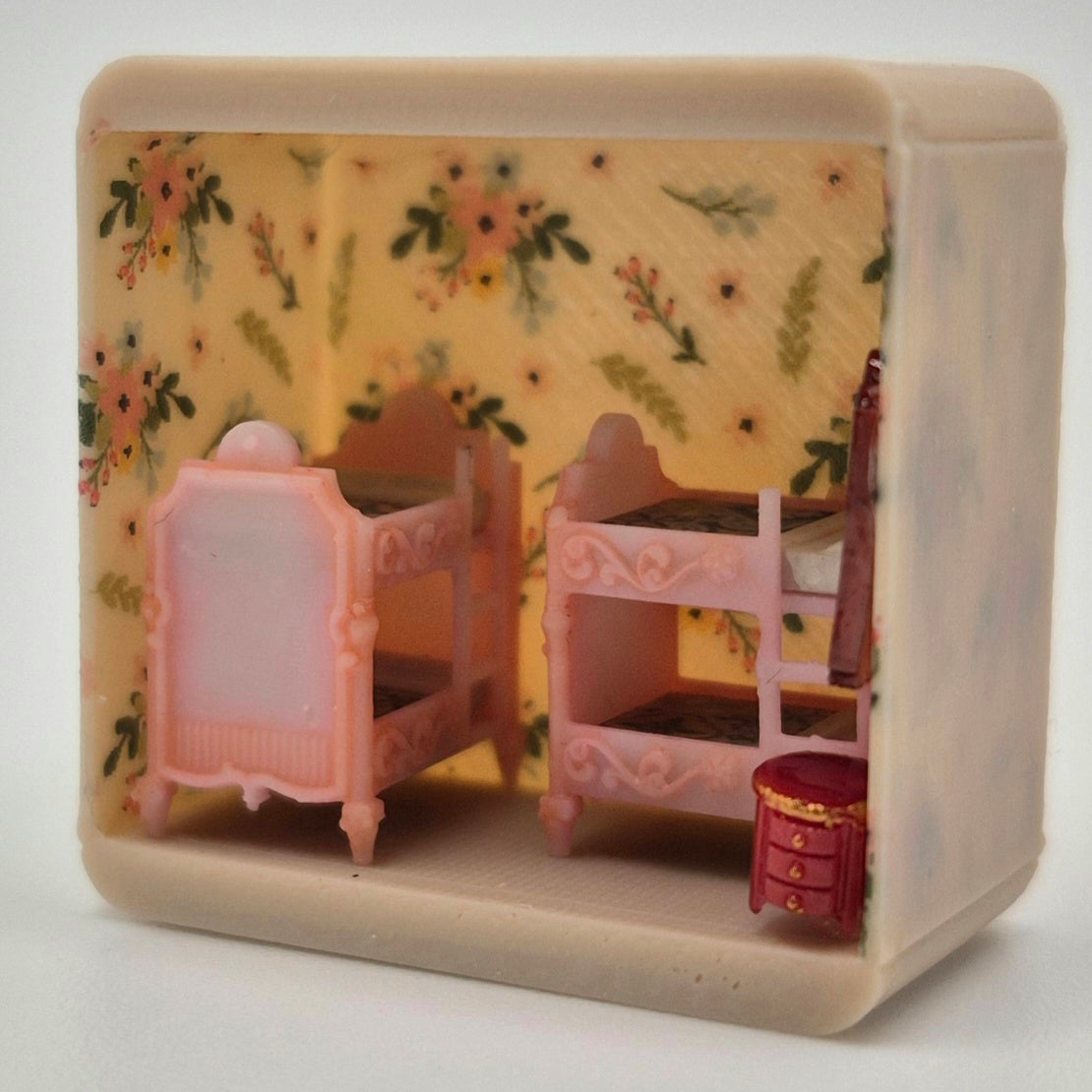 Painted Double Set of Bunk Beds - 3D Printed Kit - Ivette Orellana - 1/144 Scale Dollhouse Miniature