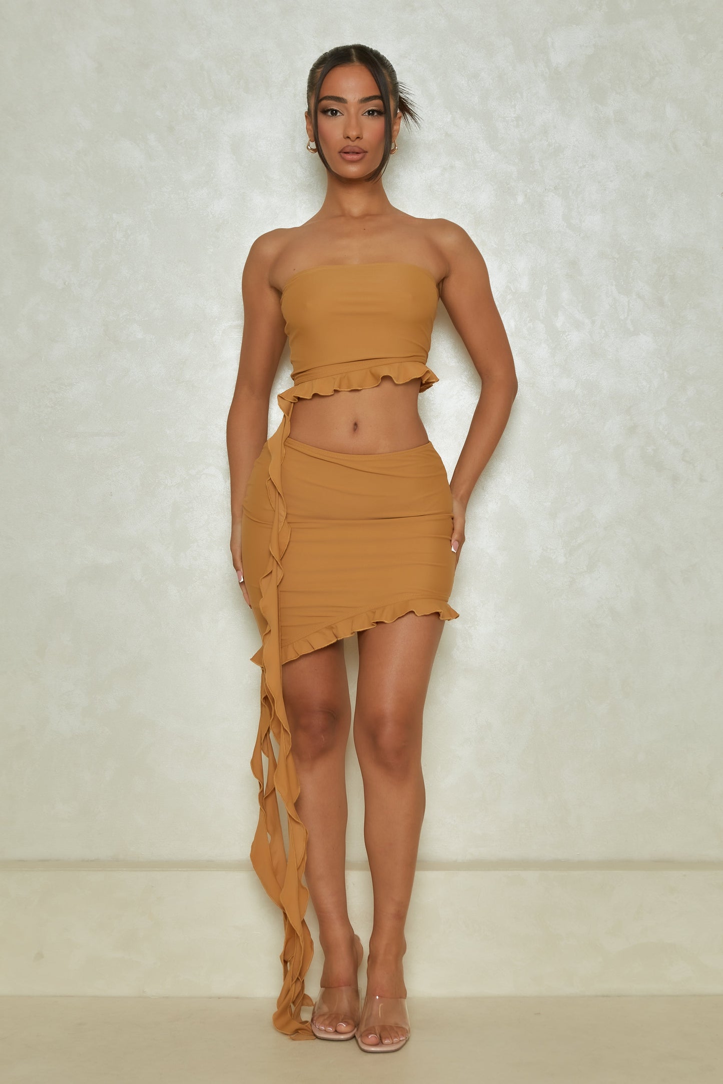 The Bandeau Ruffle Set in Rust