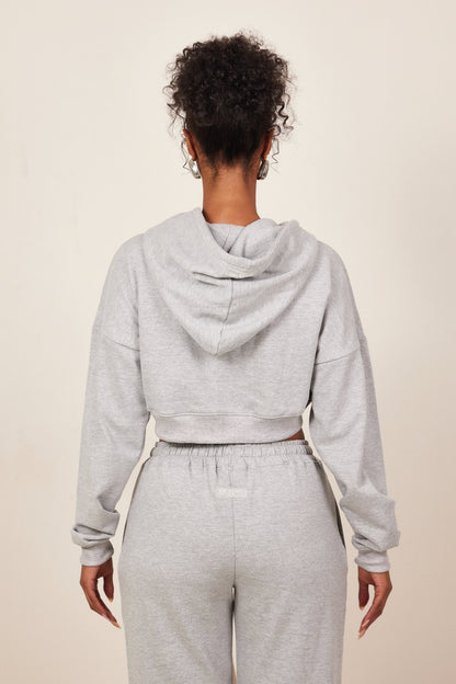 The Mars Curve Hem Zip Jacket in Grey