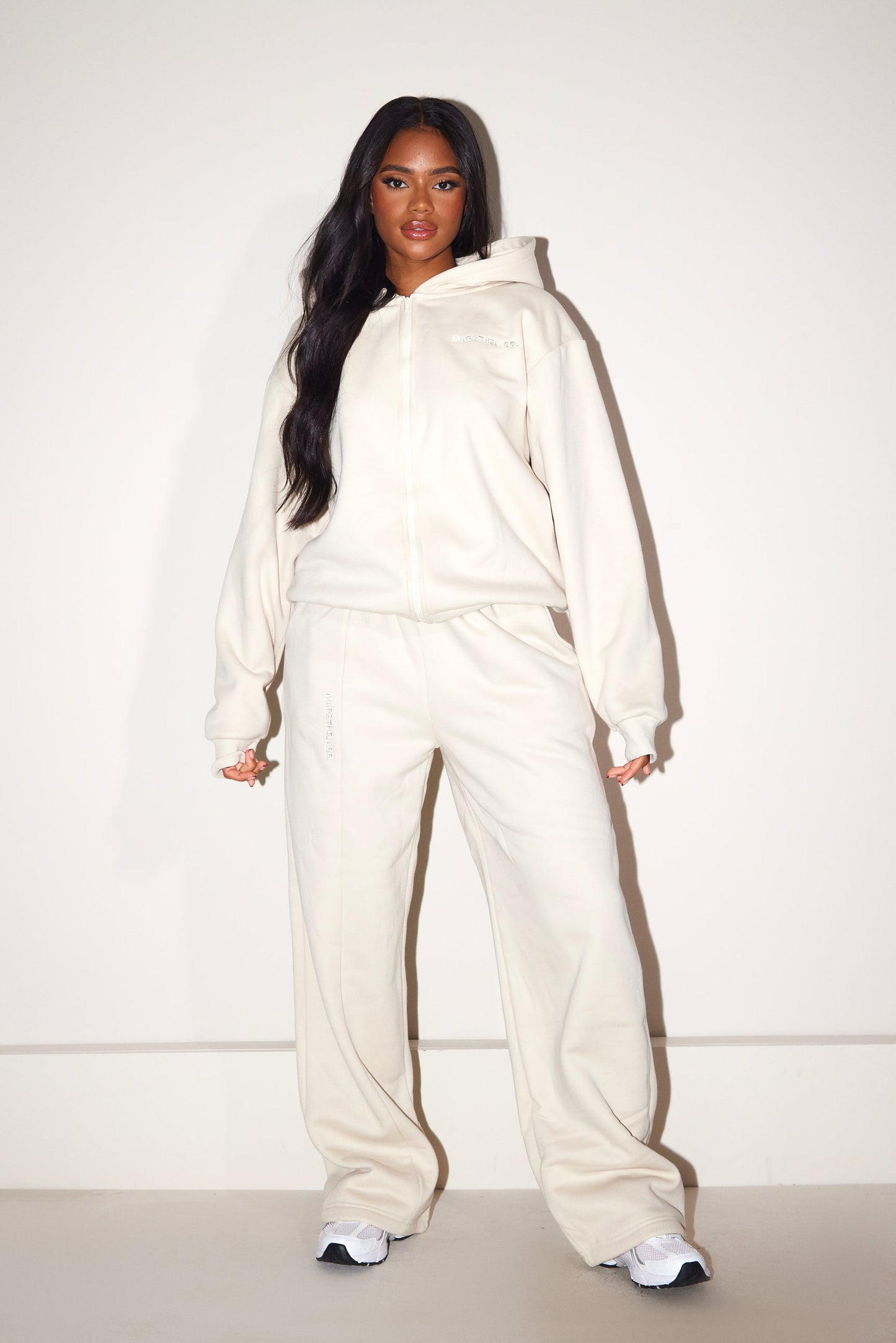 The Essentials Long Zip Jacket in Stone