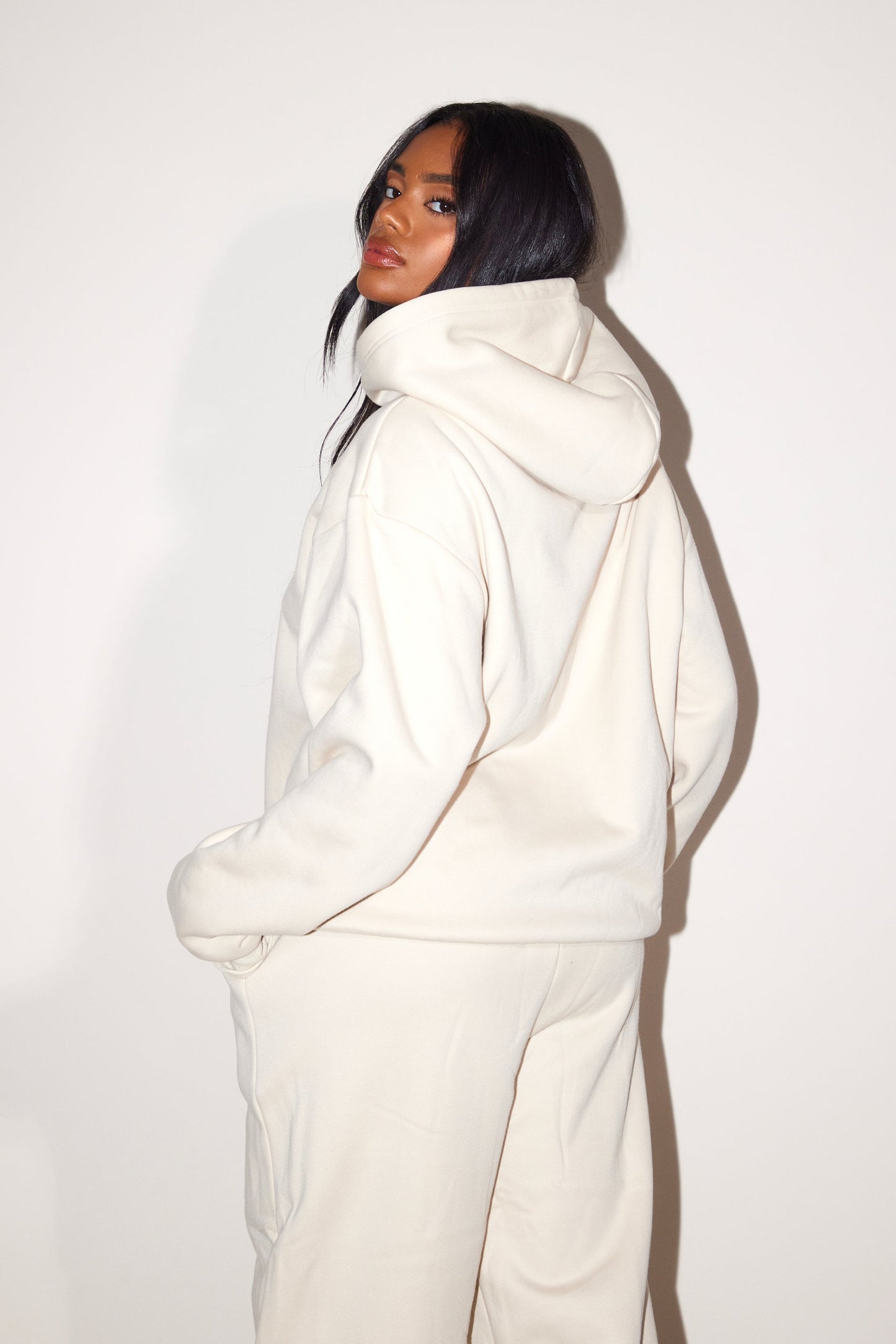 The Essentials Long Zip Jacket in Stone