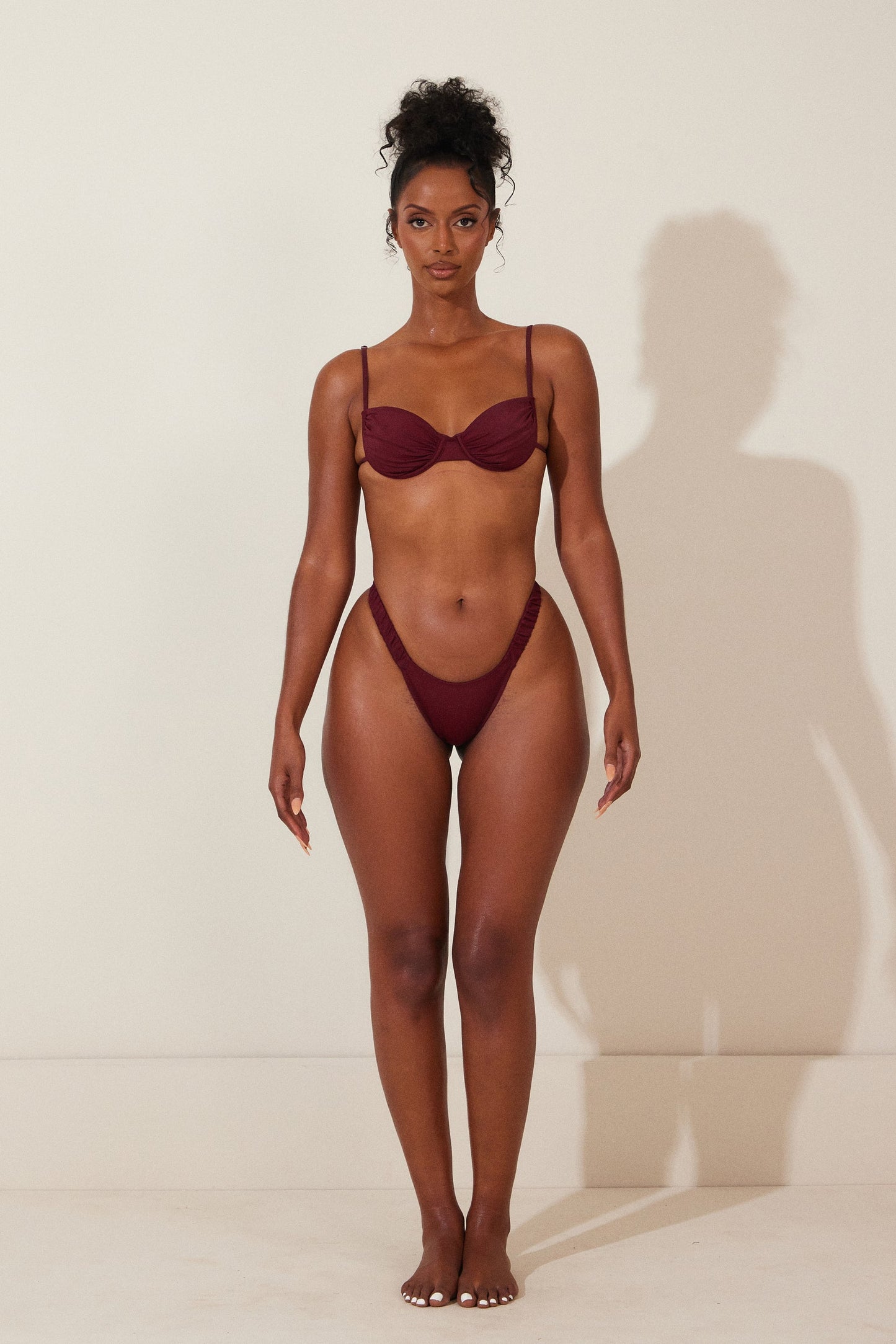 Ruched Cup Bikini in Wine