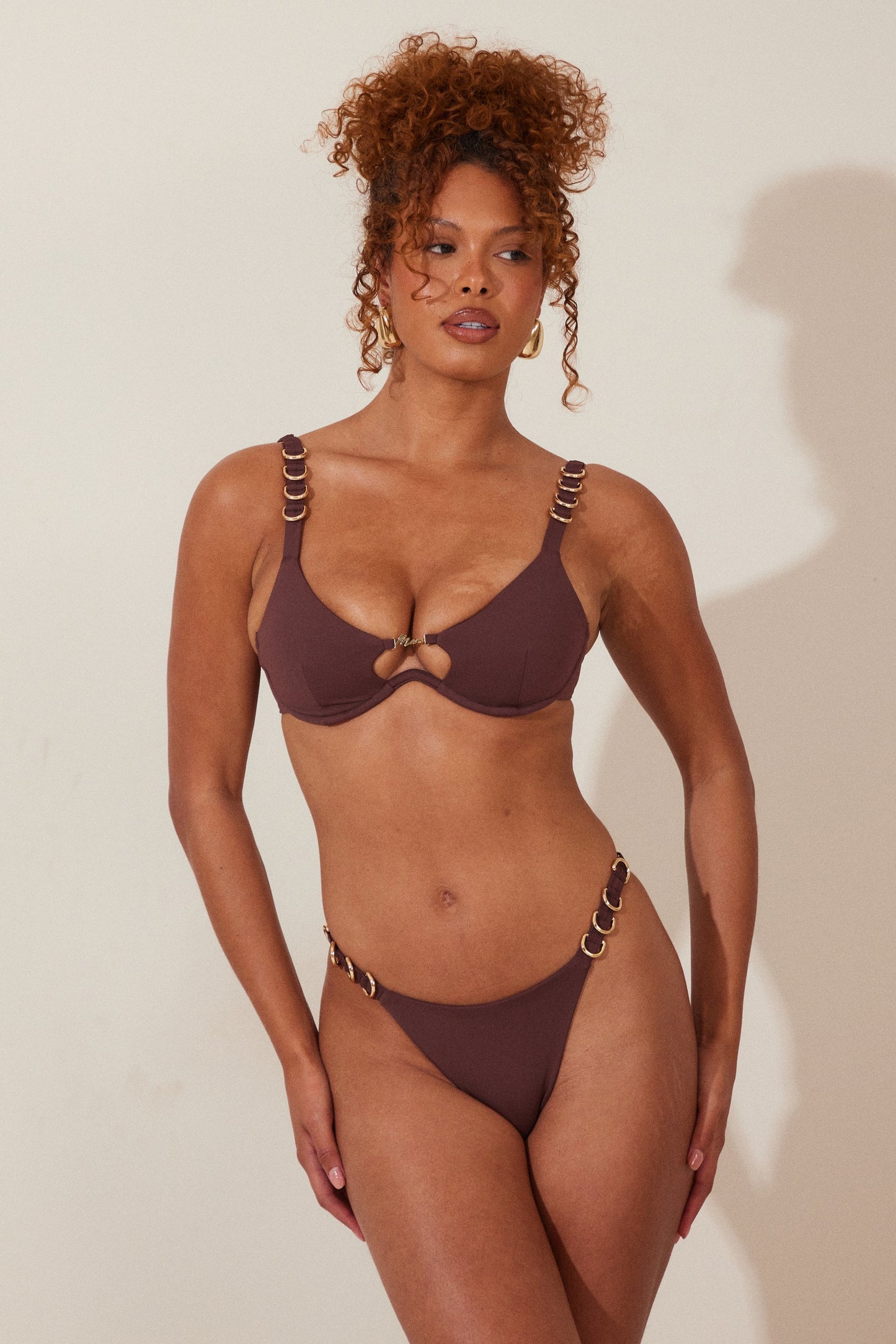 The Mars Detail Cup Bikini in Brown_