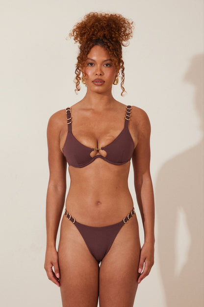 The Mars Detail Cup Bikini in Brown_