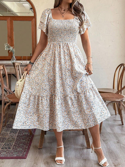 Plus Size Backless Midi Dress – Elegant Pleated Summer Party Dress