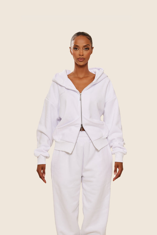 The Classics Longline Zip Jacket in White