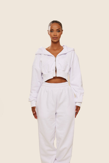 The Classics cropped zip hoodie in White