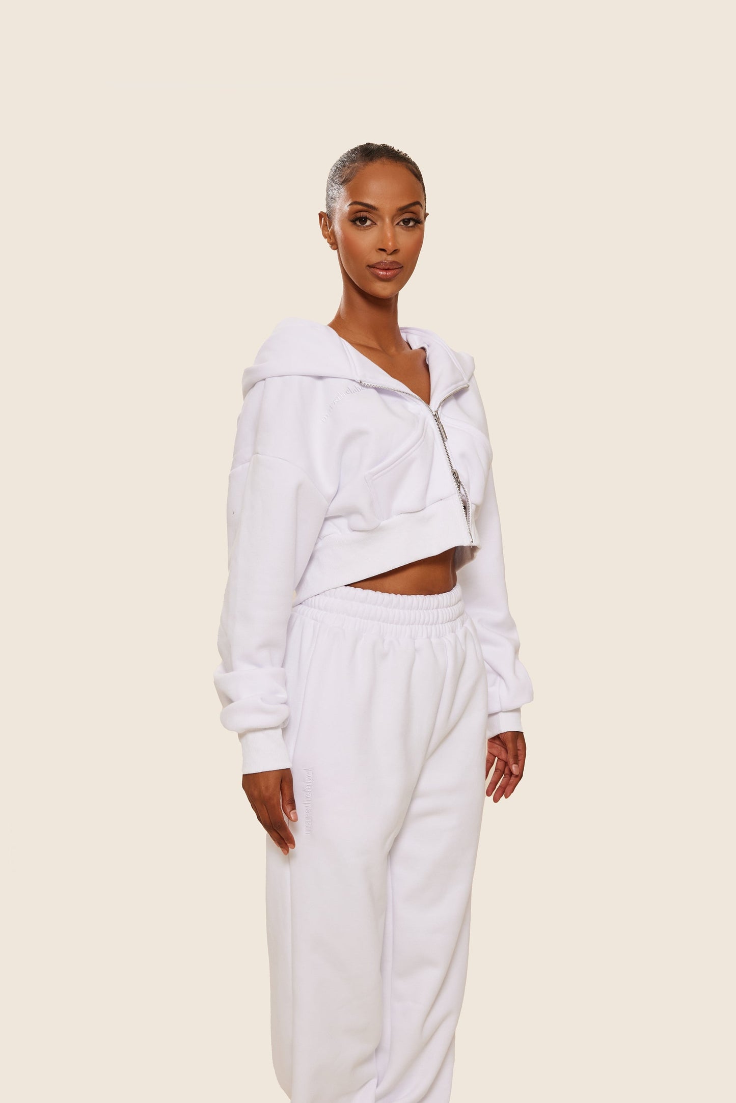The Classics cropped zip hoodie in White