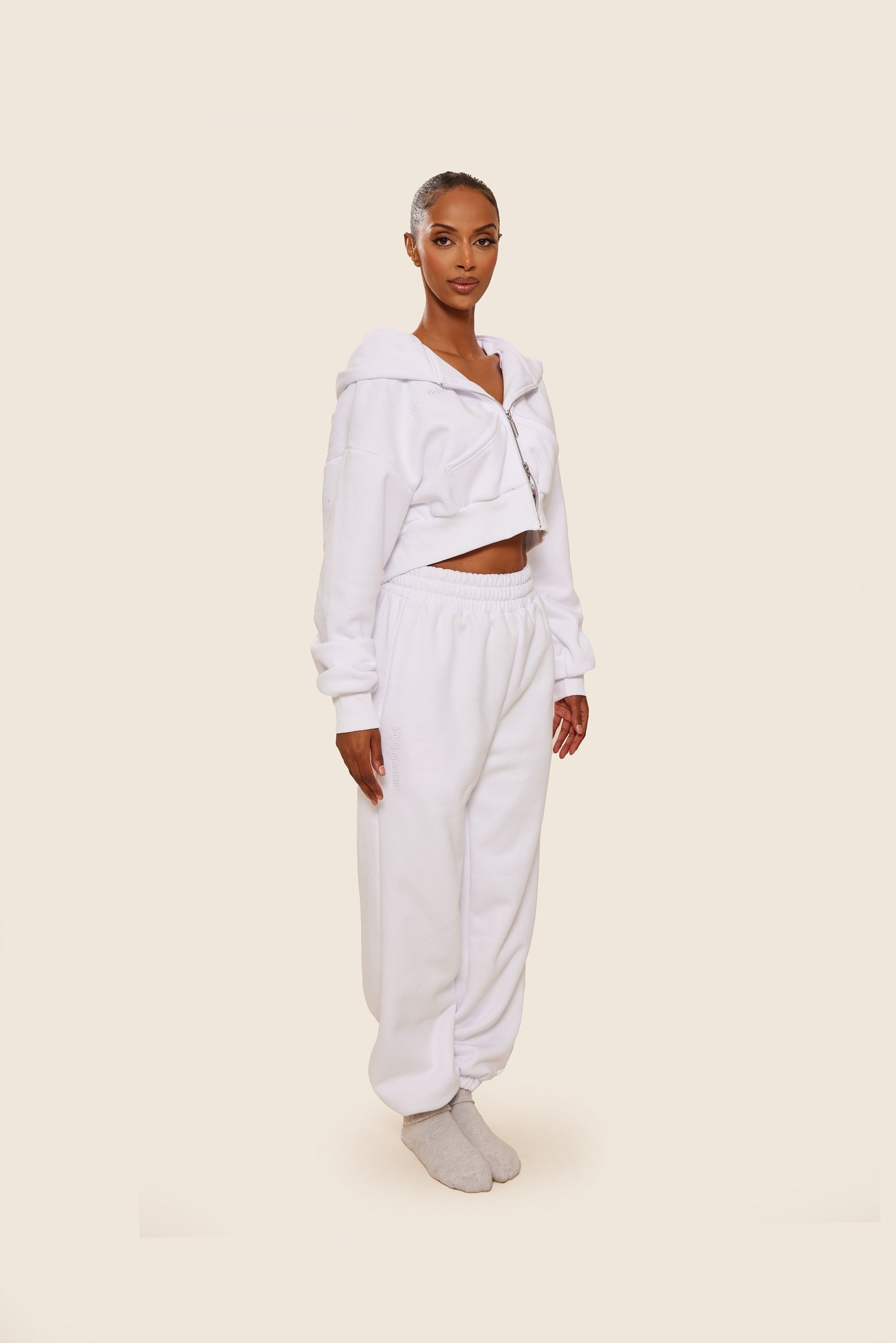 The Classics cropped zip hoodie in White