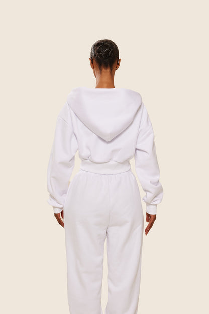 The Classics cropped zip hoodie in White