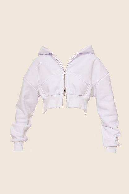 The Classics cropped zip hoodie in White
