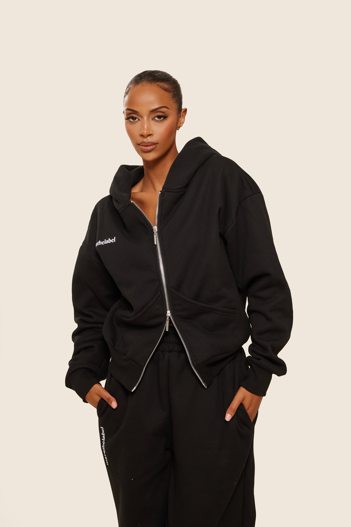 The Classics Longline Zip Jacket in Black