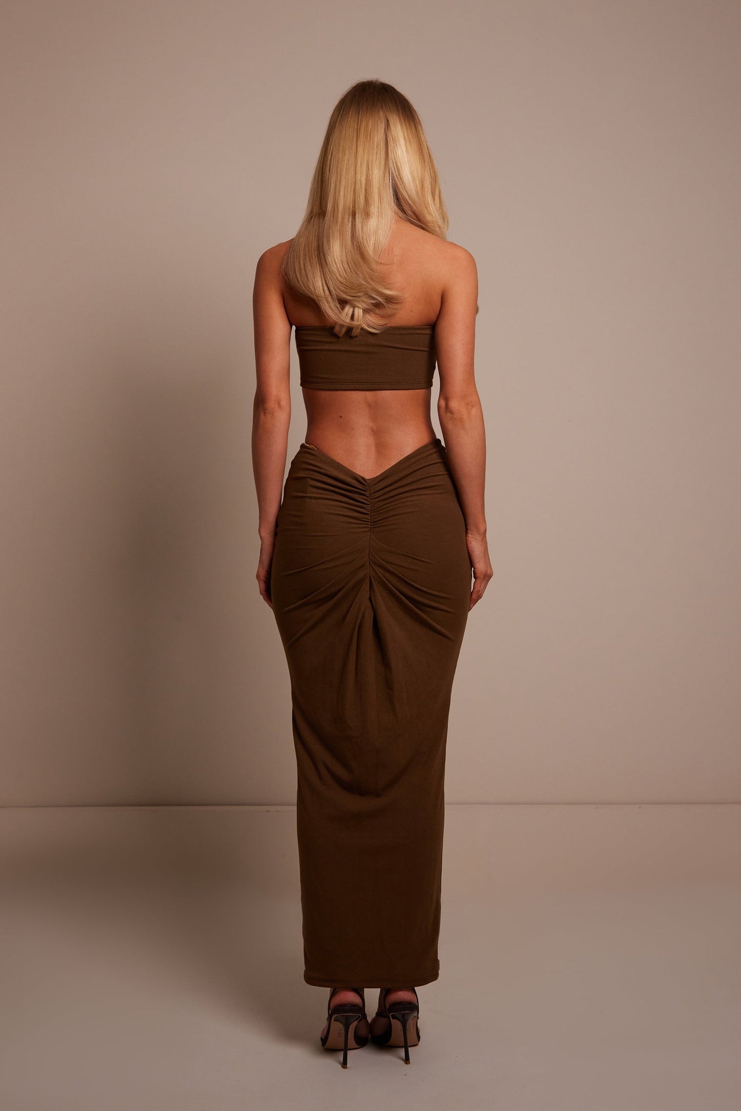 The Knot Bandeau Maxi Set in Brown