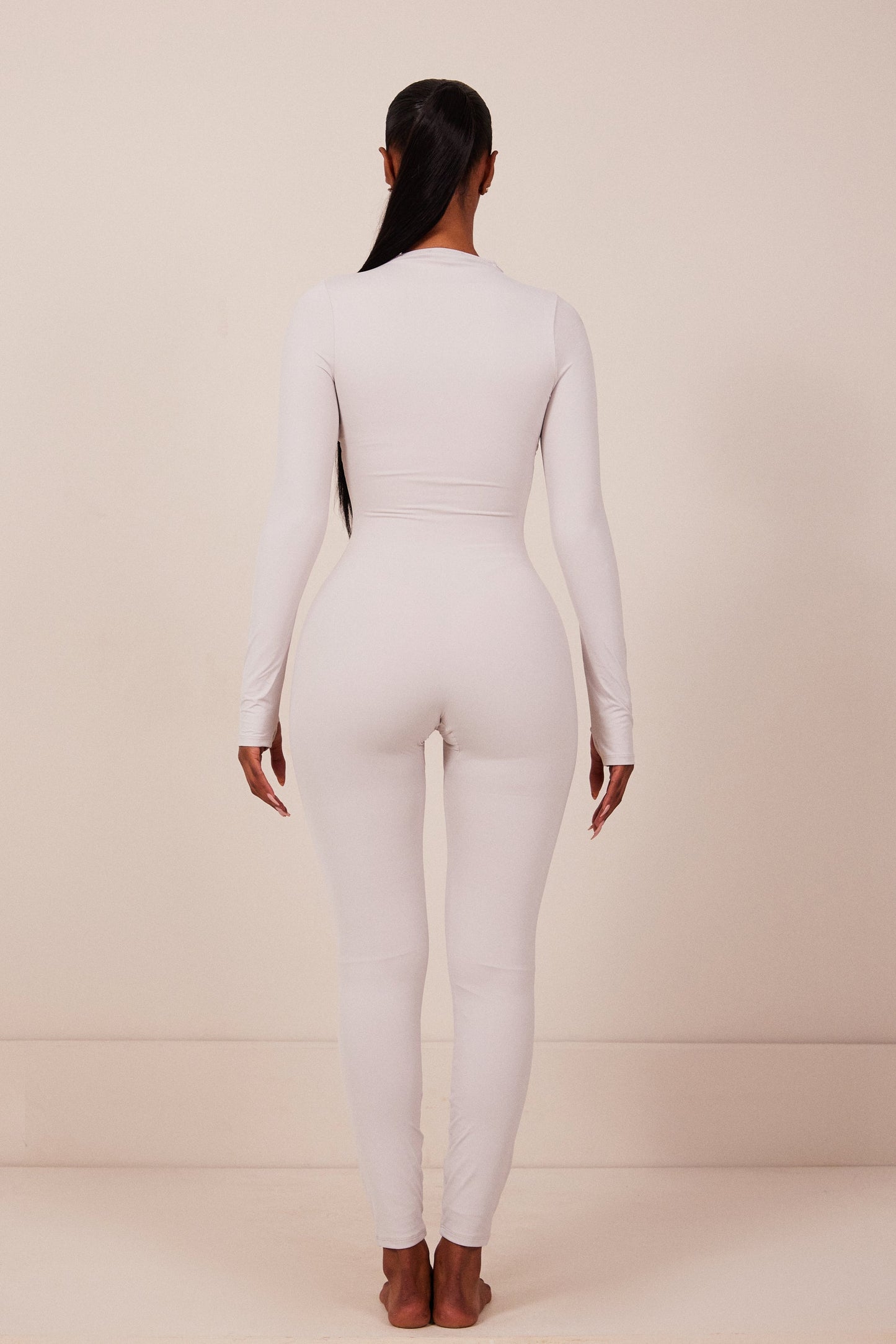 Contour Zip Up Jumpsuit in Grey