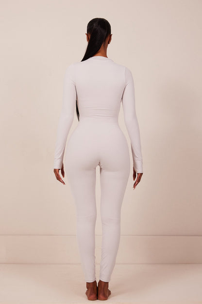 Contour Zip Up Jumpsuit in Grey