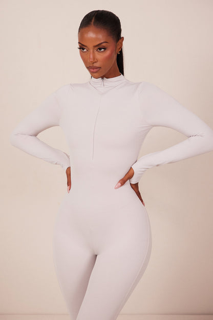 Contour Zip Up Jumpsuit in Grey