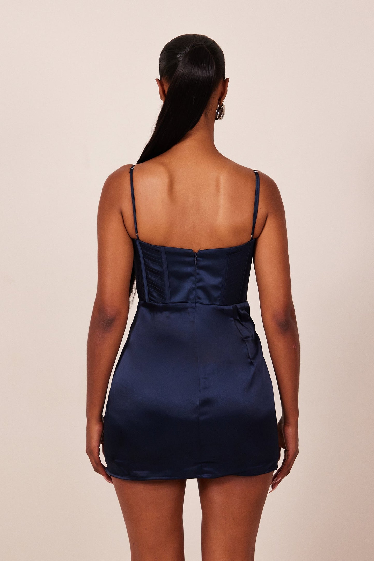 The Satin Corset Mini in Navy
