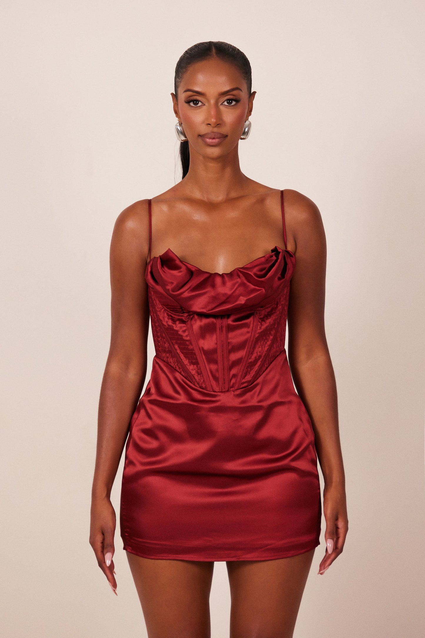 The Satin Corset Mini in Red