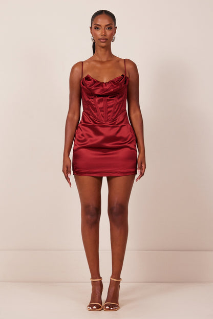 The Satin Corset Mini in Red
