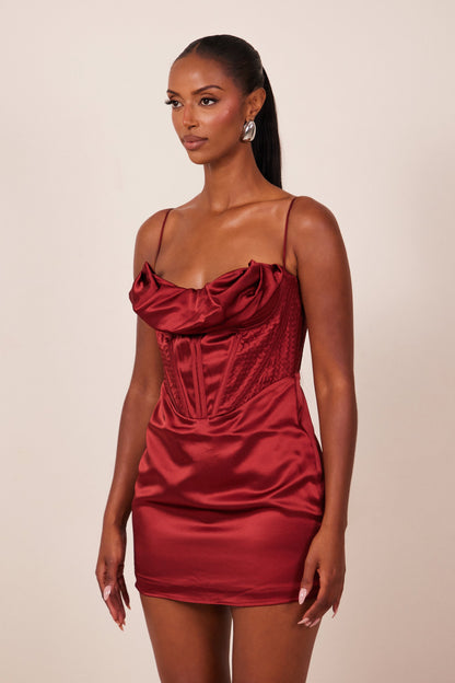 The Satin Corset Mini in Red