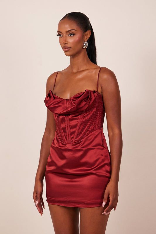 The Satin Corset Mini in Red