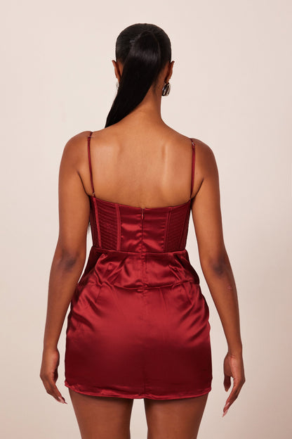 The Satin Corset Mini in Red