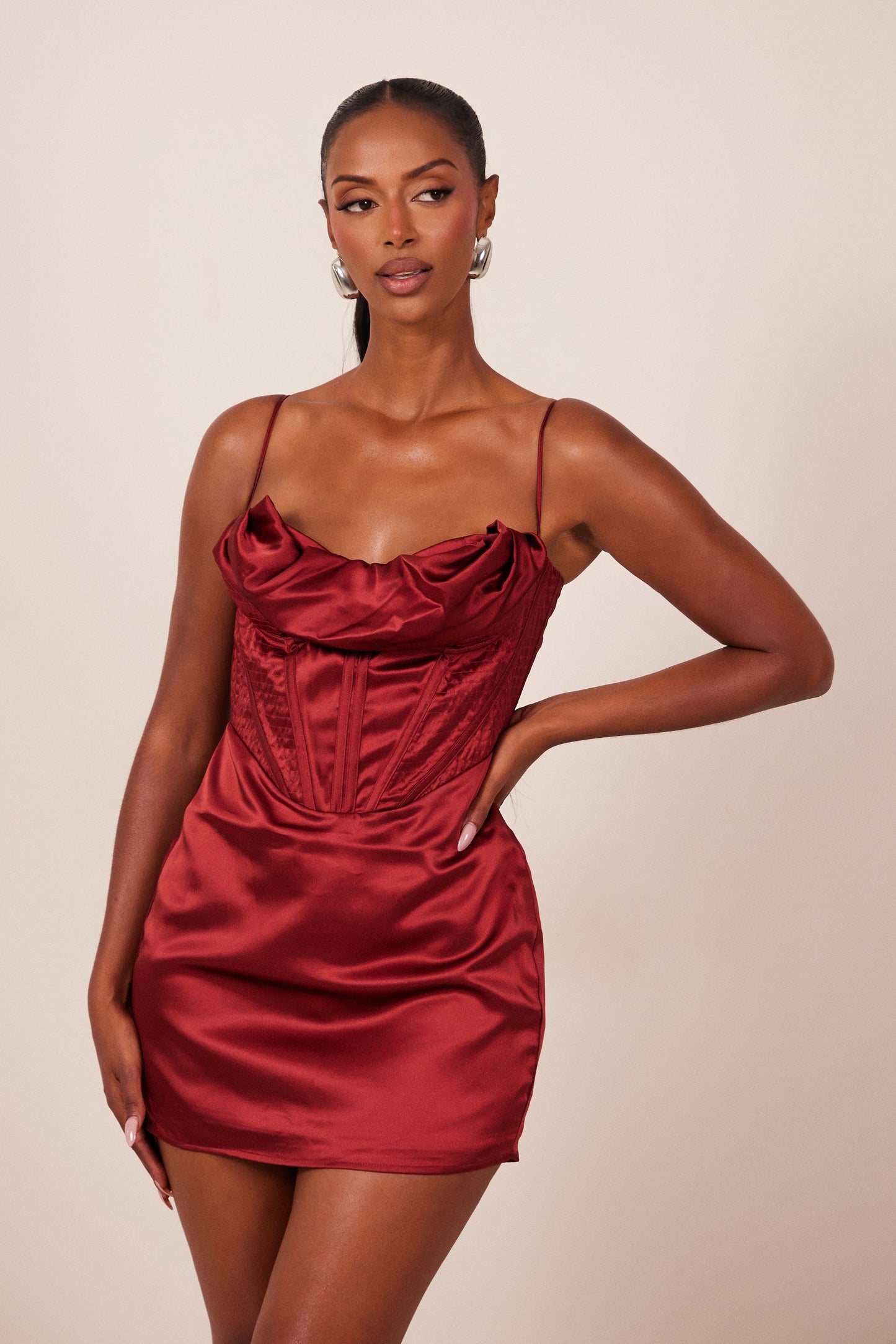 The Satin Corset Mini in Red
