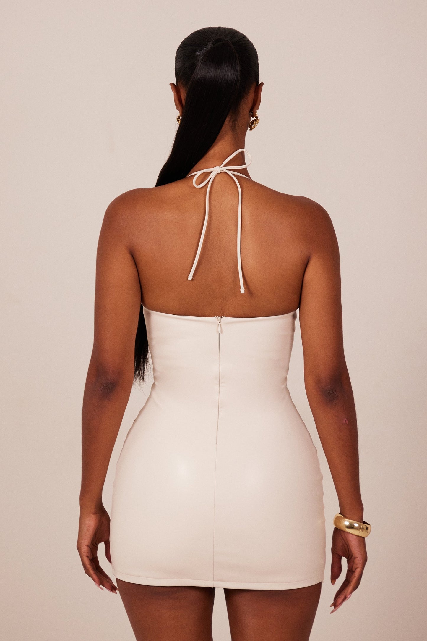 The Lace Up Front Leather Mini in Cream