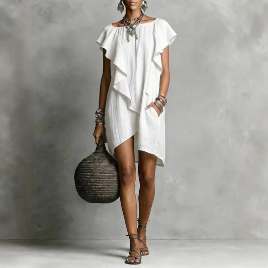Women's Casual Short-Sleeve Solid Color Straight Dress