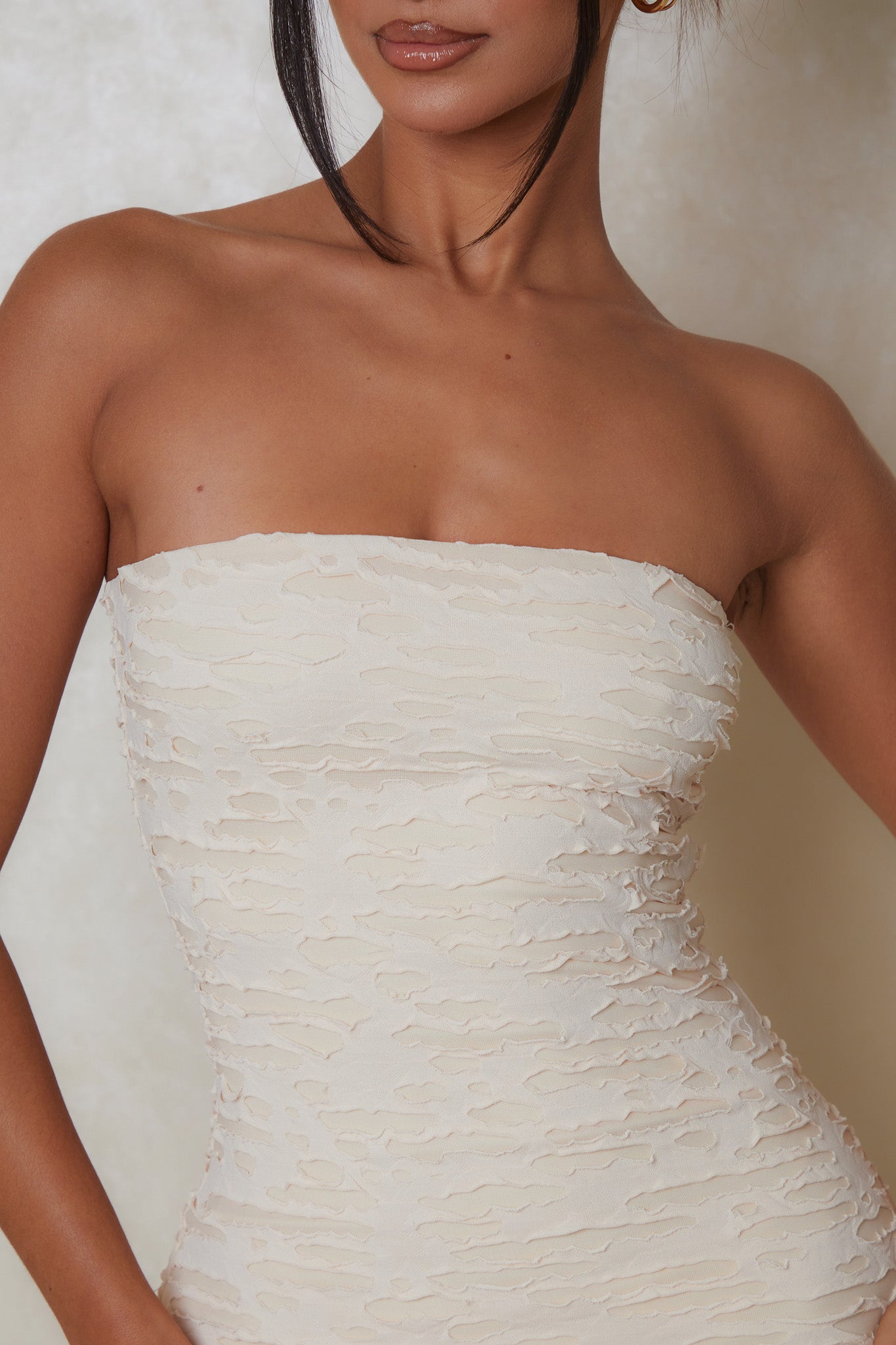 The Shape Textured Mini Dress in Cream