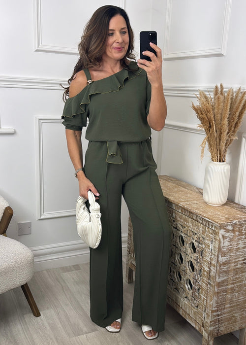 Alison Khaki Frill Set