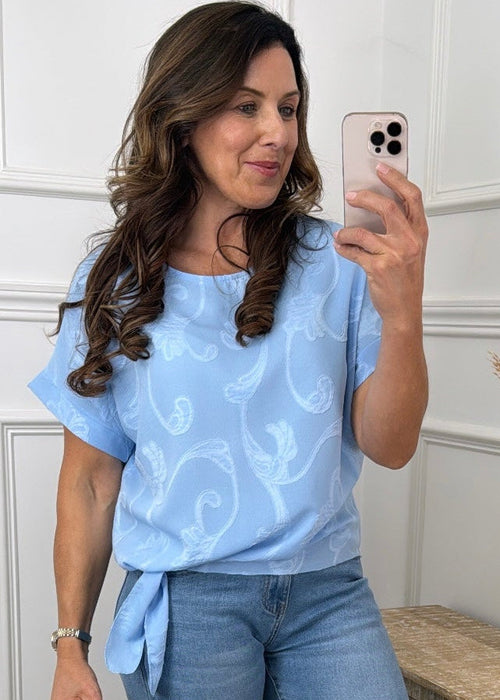 Jacky Blue Embossed Top