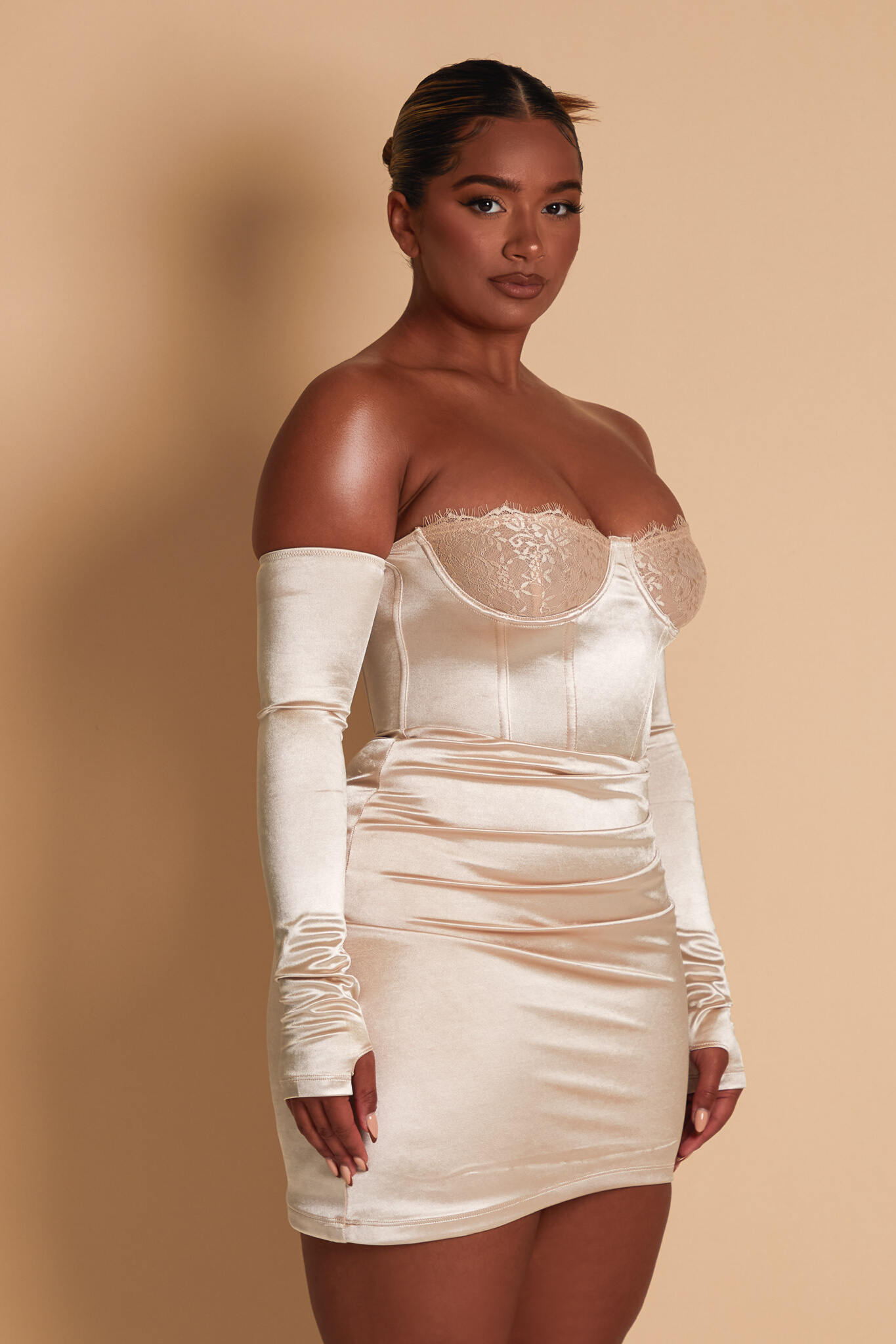 Cream Lace Cup Dress