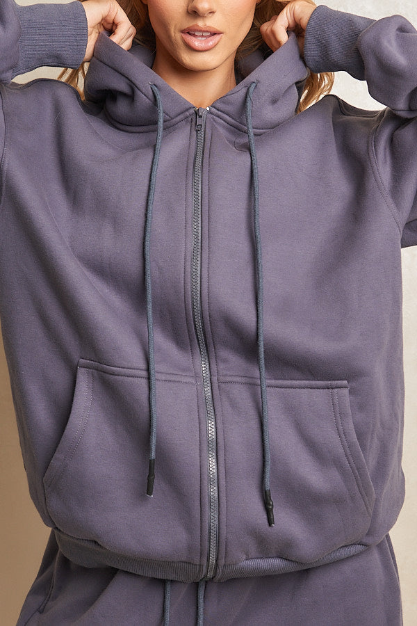 Life On Mars Zip Jacket in Charcoal