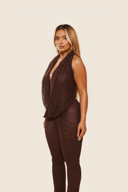 Leia Trousers in Brown Lace
