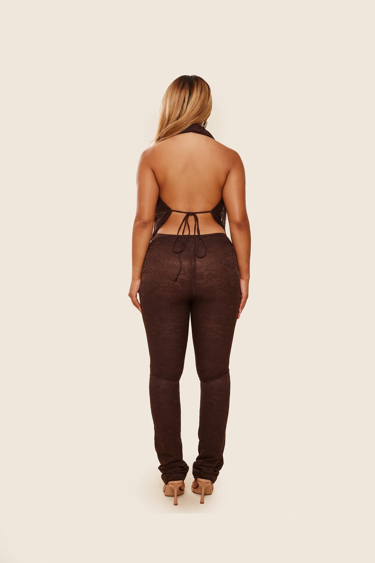 The Leia Top in Brown Lace