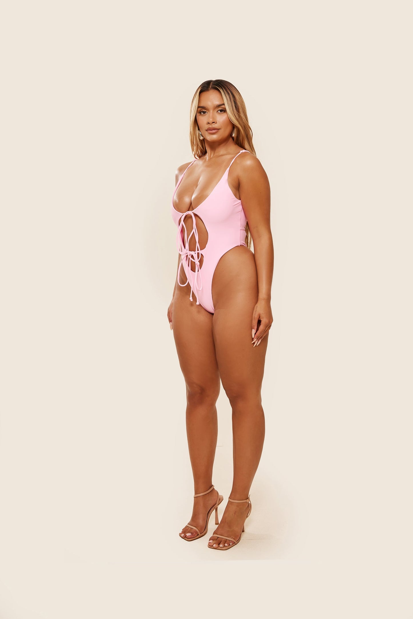 Tie Me Your Way Swim in Baby Pink