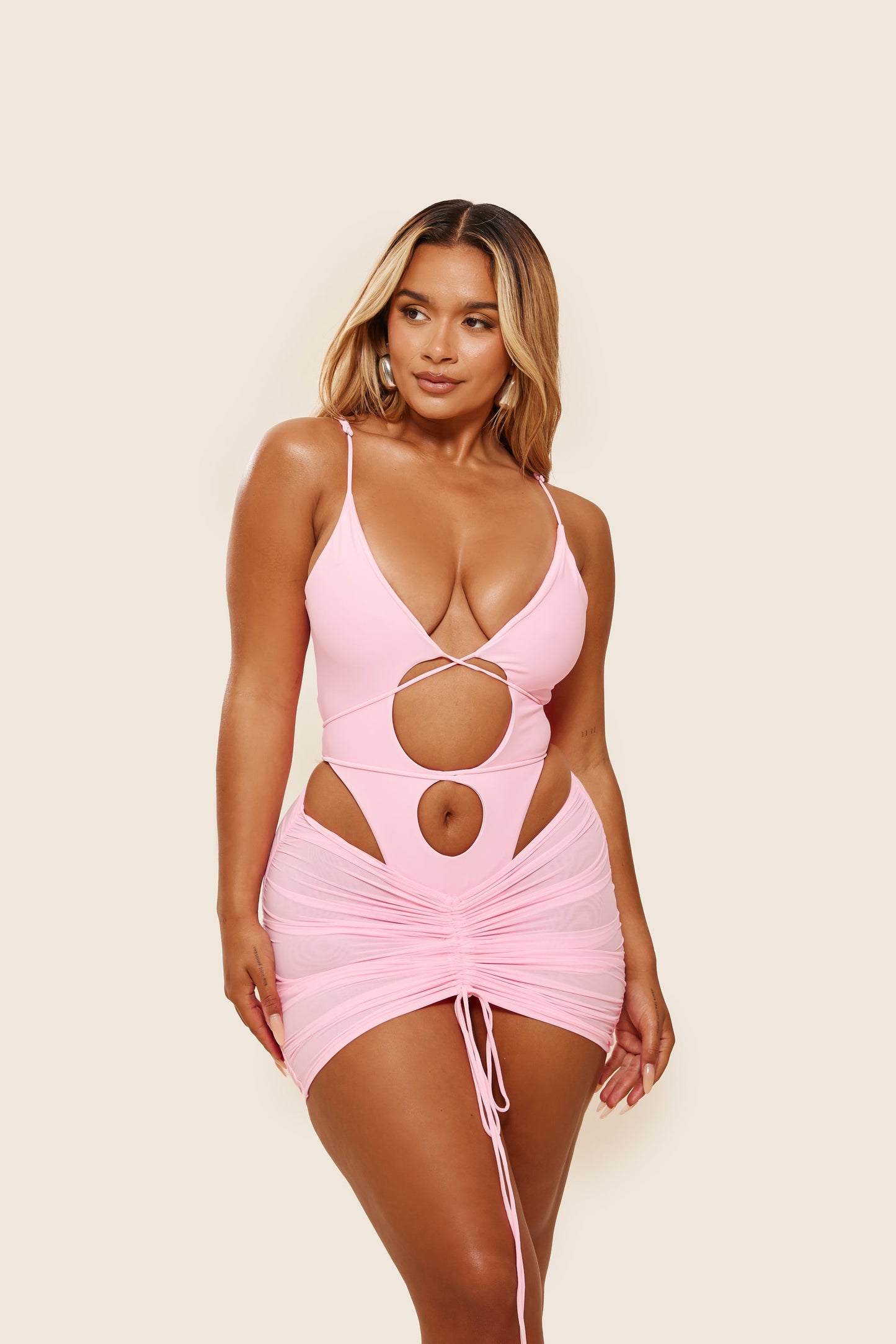 Tie Me Your Way Swim in Baby Pink