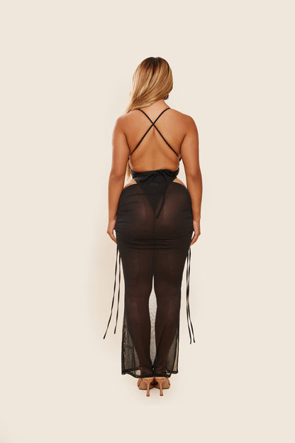 The Vela Cover-Up Maxi Skirt in Black