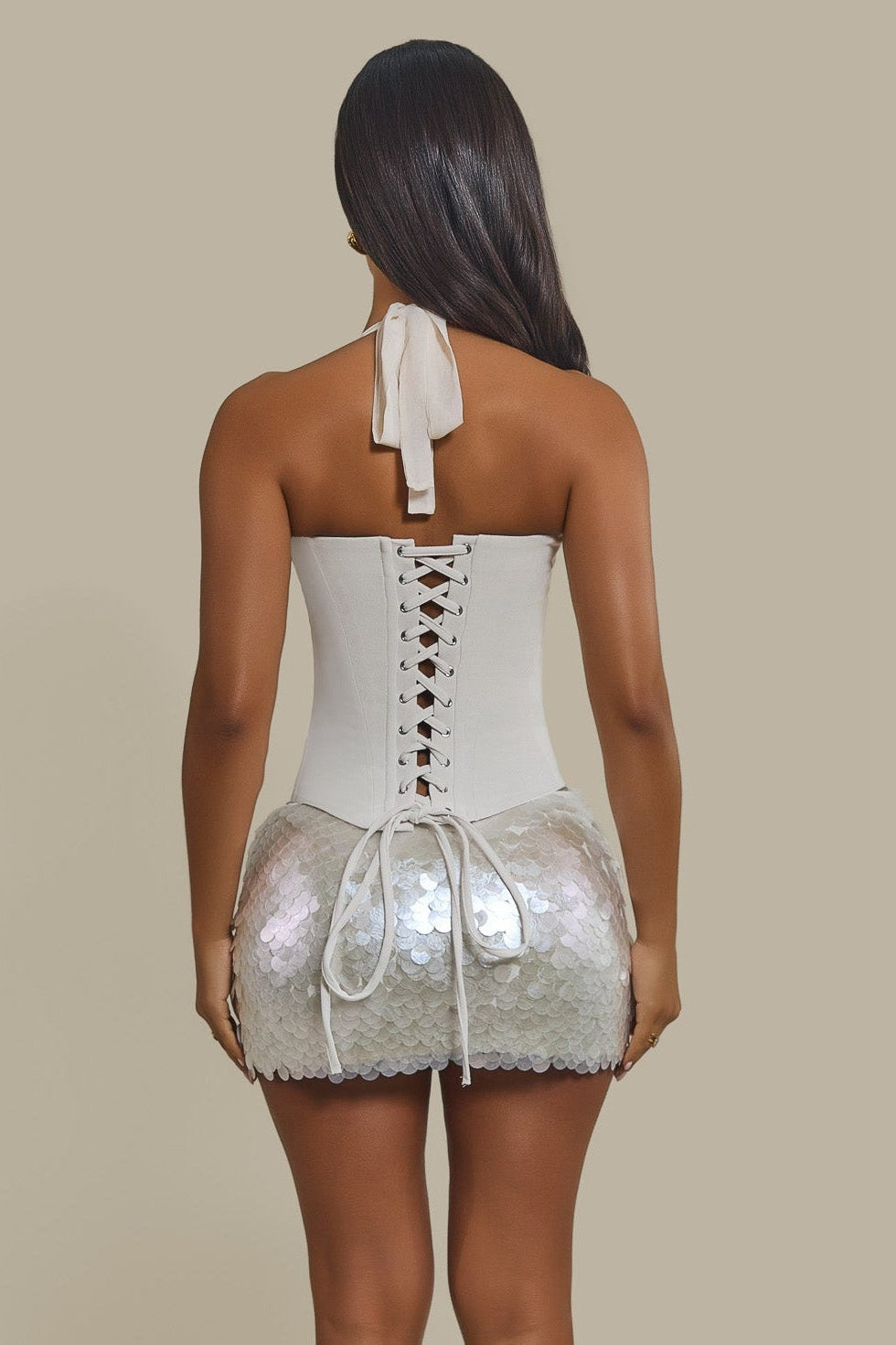 The Zadie Lace Up Corset Top in Off White