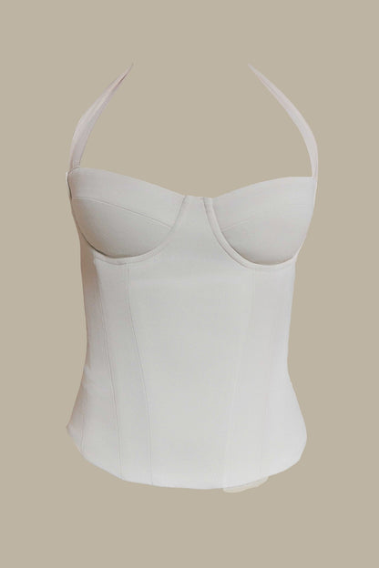 The Zadie Lace Up Corset Top in Off White