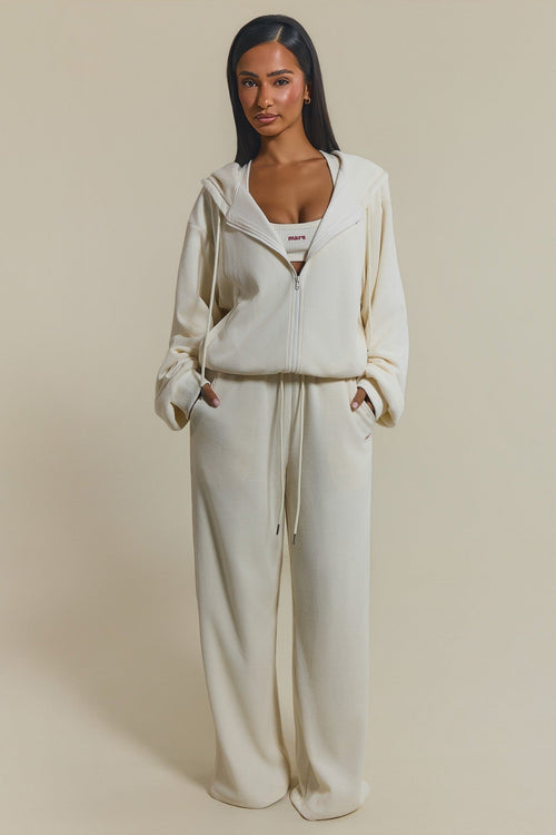 The Waffle Oversized Embroidered Jacket in Cream