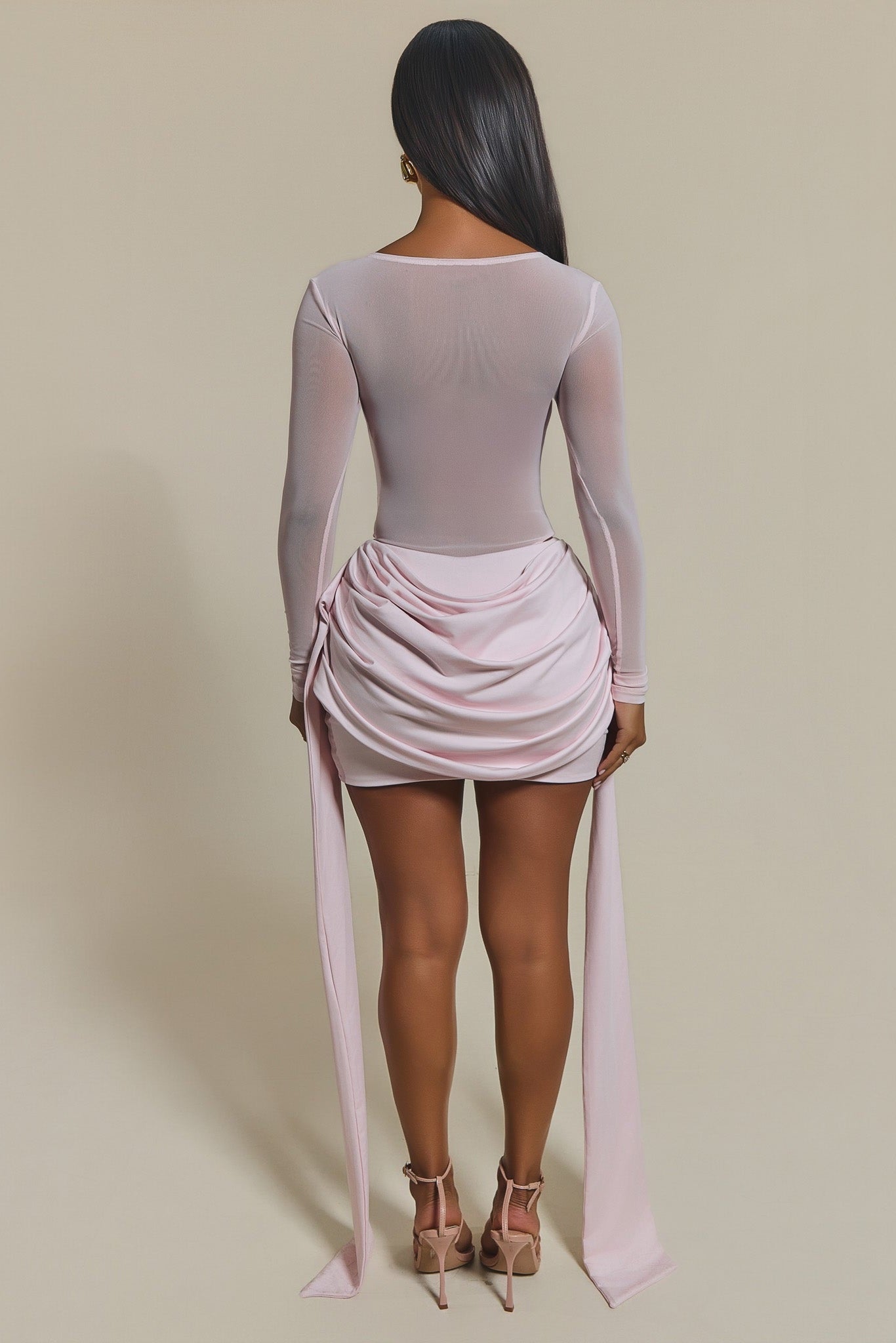 The Yara Draped Mini Skirt in Baby Pink