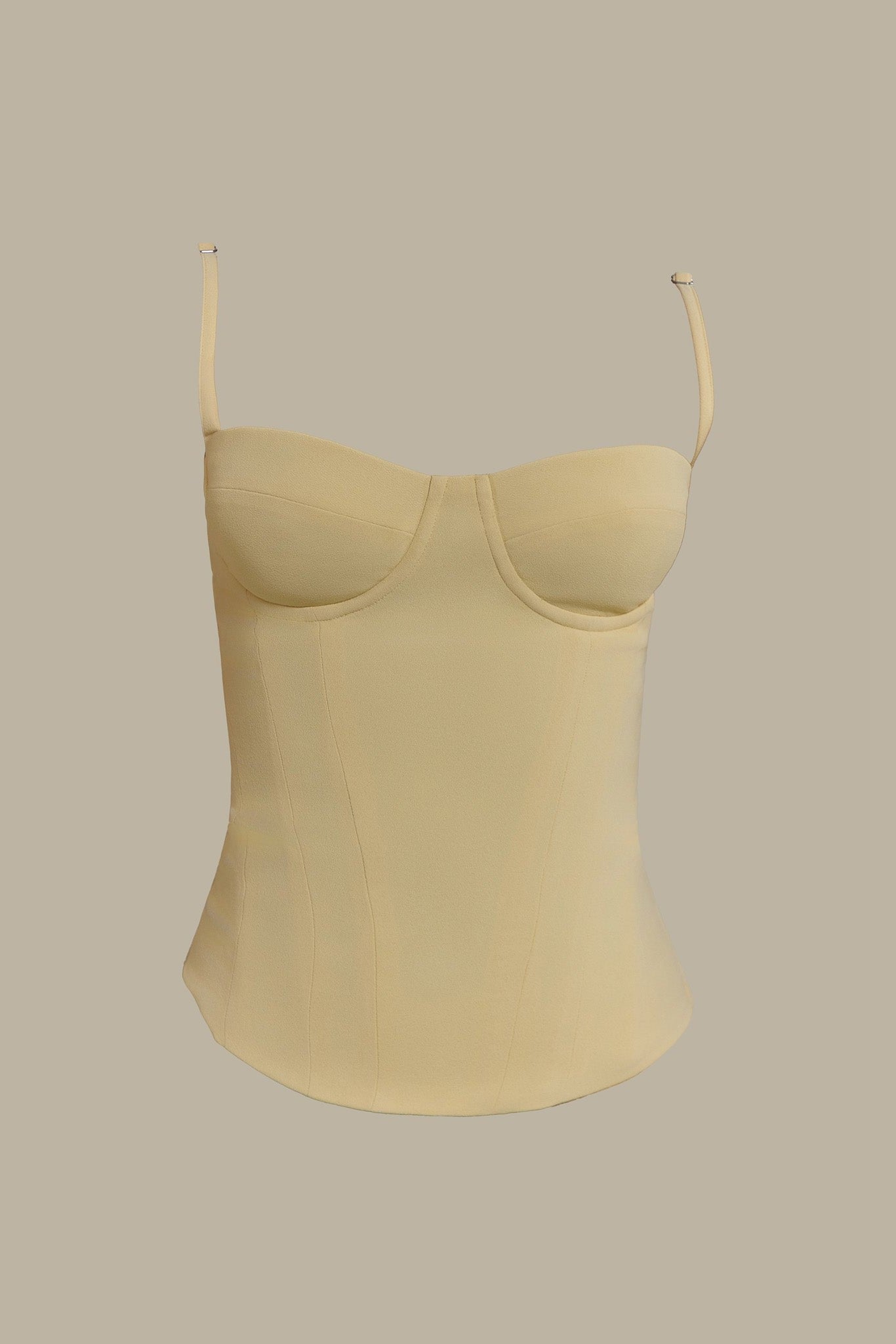 The Everly Lace Up Corset Top in Butter Yellow
